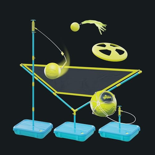 Swingball 7303AM 5-in-1 Multiplay, Tailball, Volleyball, Soccer, Flying Disk, alle Oberflächen, Garten, Strand und Outdoor-Spielzeug, ab 6 Jahren