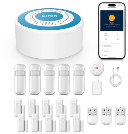 XNH 2.4GHz WLAN Sicherheitssystem für Haus, 20 Stück Alarmanlage für Haus, Wohnung mit APP, 100 dB Sirene, Bewegungsmelder, Tür-Fenstersensoren, Fernbedienung, Funktioniert mit Alexa