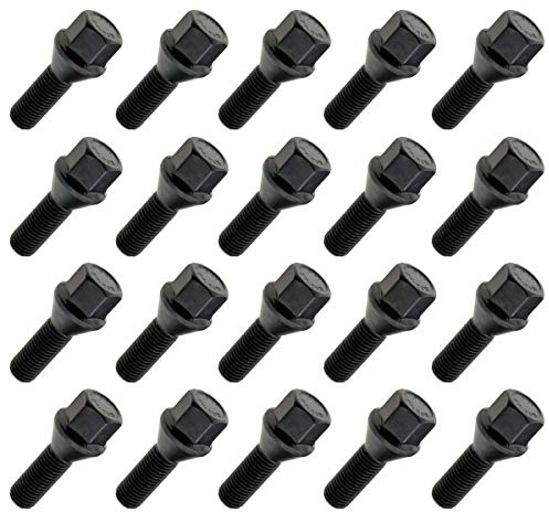 C CARBONADO 20x Radschrauben M12x1,5 28mm Kegelbund SW17 Schwarz | Kegel 60° Kegelbund, SW17, 28mm, Schwarz