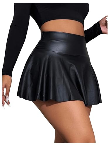 GORGLITTER Minirock Damen Lederrock Kurz Festival Outfit A Linie Rock | Kurzer Rock Damen, Lederrock Damen Schwarz, Leder Rock Damen, Rave Outfit, Rock Mit Hose