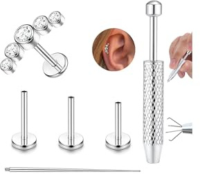 YADOCA 3Pcs G23 Titan Helix Piercing Tragus Ohrringe Innengewinde Labret Conch Piercings Hypoallergen Helix Ohrringe Piercing Ohr Silber Tragus Piercings Schmuck