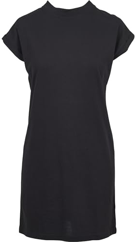 Urban Classics Damen Turtle Extended Shoulder Dress – Baumwoll Kleid mit Stehkragen & überschnittenen Schultern, Regular Fit für Freizeit, Alltag & Streetwear,Schwarz,M