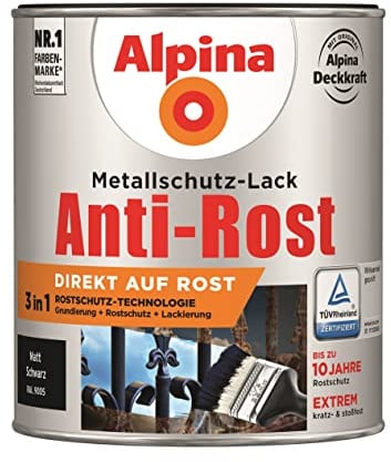 Alpina Metallschutzlack Anti-Rost Schwarz 750ml matt