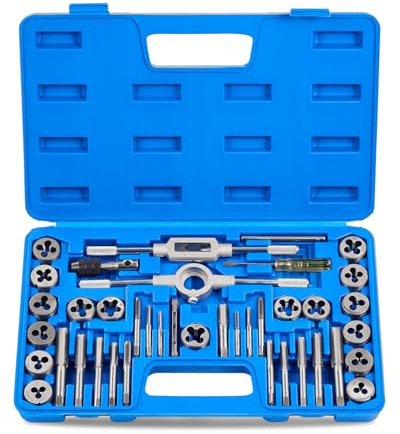 Orion Motor Tech Gewindeschneider Set 40 tlg. Gewindeschneidsatz Metrisch M3-M12 Gewindebohrer und Schneideisen für DIY Heimwerker zum Gewindeschneiden und Nachschneiden von Innen- und Außengewinden