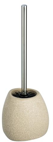 WENKO Keramik WC-Garnitur Mod. Pion hygienische Silikonbürste selbstreinigend in dreieckiger Form für Bad und Gäste-WC Maße 12,5 x 38,5 x 12 cm Farbe beige