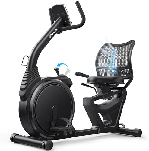 MERACH Liegeergometer für Zuhause mit 8 verstellbaren Widerstandsstufen, leichte kommerzielle Heimtrainer Fahrrad mit Smart Bluetooth, exklusiver App-Konnektivität, LCD-Display, Herzfrequenzsensoren