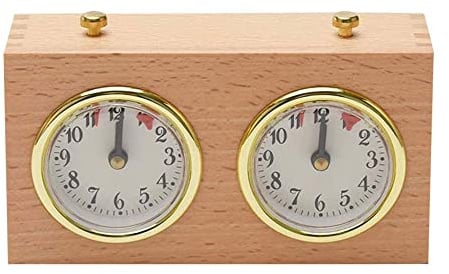 Schachuhr Timer, Schachuhren Analog Mechanischer Countdown Schachuhr Mechanisch, Analog Chess Clock, Professionelle Schachuhr, Internationaler Holz Wettbewerb Timer für Turnier Brettspiel (Retro)