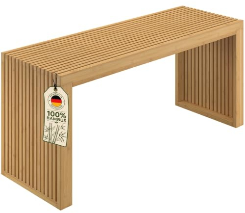 Bellamio Sava Sitzbank Bambus, Natur, 100 cm breit, stabil, bis 250 kg | Moderne Holzbank für Flur, Esszimmer, Schlafzimmer, Wohnzimmer & Badezimmer, Garderobenbank, Bettbank 45x33x100 cm, Flurbank