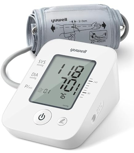 yuwell Oberarm-Blutdruckmessgerät große Manschette für 22-45 cm Oberarm, Digitaler Blutdruckmessgerät zur Genauen Blutdruck- und Pulsmessung mit Speicherfunktion und Arrhythmie-Erkennung (YE660D)