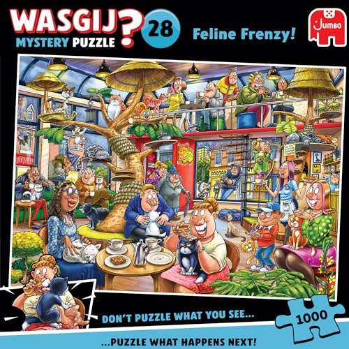 Wasgij Mystery 28 Katzen Chaos, 1000 Teile Puzzle für Erwachsene | Einzigartige, Farbenfroh, Herausfordernd und Gehirntraining 1000 Teile Puzzle für Erwachsene