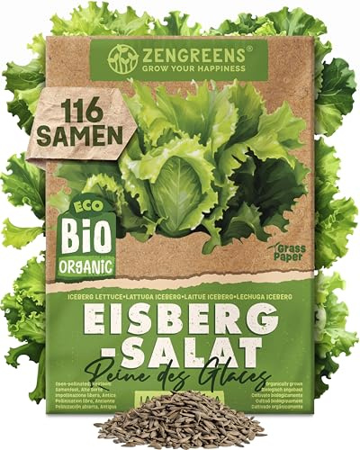 ZenGreens® - Bio Eisbergsalat Samen - Eisbergsalatsamen - Gemüsesamen für den einfachen Anbau im Garten, Balkon oder Hochbeet - Gemüse Saatgut - Eisbergsalat - Ice Queen