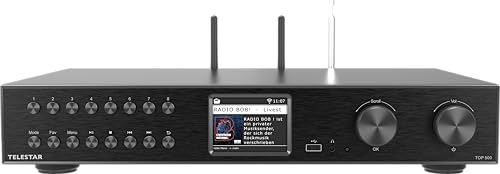 TELESTAR TOP 500 – HiFi-Tuner mit 43 cm Breite – Schwarz | 2,4 & 5 GHz WLAN, Internetradio/DAB+, Streamingdienste, Bluetooth Audio-Streaming & Sendefunktion, Hotelmodus, USB-Aufnahme