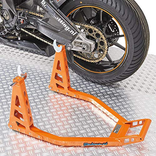 Datona Motorrad Montageständer Hinterrad Orange aus Aluminium 24 bis 36 cm verstellbar bis 250 kg für Wartung und Lagerung