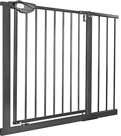 Aufun Treppenschutzgitter Türschutzgitter Kinder ohne Bohren, Türgitter mit Druckbefestigung, selbstschließend, erweiterbar mit separater Verlängerung, 95-105 cm breit, Metall Gitter (Schwarz)
