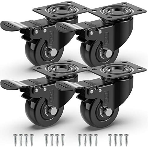 GBL 4x Möbelrollen Schwerlast mit 4 Bremsen und Schrauben - Rollen für Möbel - Schwerlastrollen mit Bremse - 50mm x 200kg Schwerlastrollen - Lenkrollen Transportrollen Laufrollen