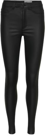 NOISY MAY NMCallie High Waist Skinny Coated Pants Frauen Jeans schwarz