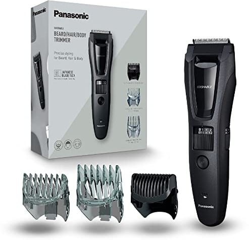 Panasonic ER-GB62-H503 Bart-, Haar- & Körperschneider für Männer, tragbarer, kabelloser, wasserdichter Trimmer, 39 Längeneinstellungen, 3 Aufsätze, kabelloser & kabelgebundener Betrieb, Mattgrau