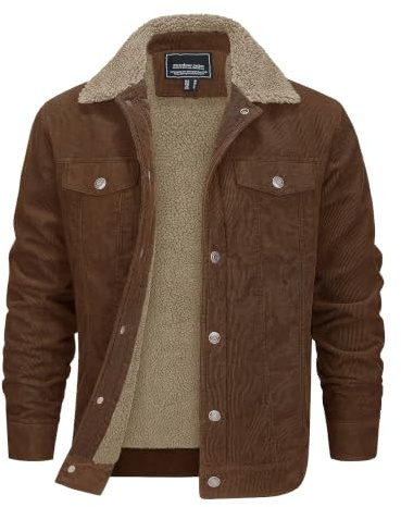 EKLENTSON Herren Warme Cordjacke Outdoor Winddicht Winterjacke | Corduroy, Winter, Regular Fit, Reverskragen, Gefütterte, Thermo, Warme, Weich, Winddicht, Hautfreundlich, Casual, Outdoor