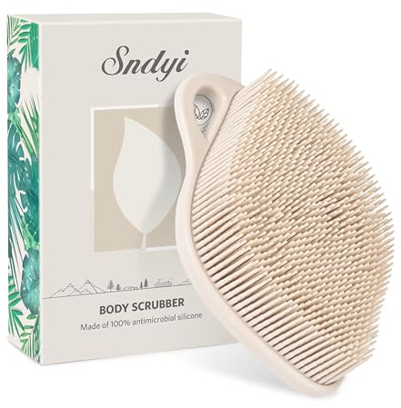 Sndyi Silikon Körperbürste, Silikon Duschbürste für Sanfter Exfoliierender,Blatt-förmiger Silicone Body Scrubber mit Schaumbildenden Borsten, Silicone Duschschwamm für Empfindliche Haut, Haferflocken