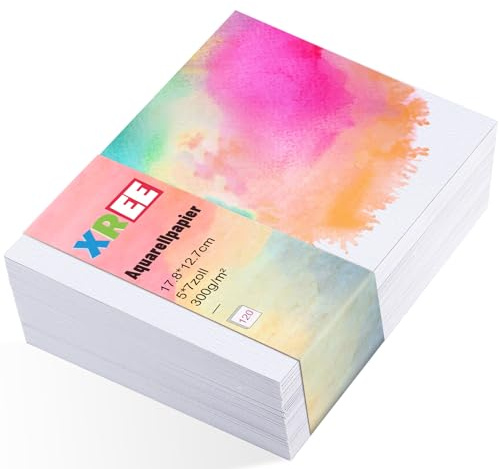 60 Blätter Aquarellpapier 300g, Aquarellblock Malpapier Watercolor Wasserfarben Gouache Papier DIY Glücksbringer Geschenk Aquarell Postkarten Karten für Kinder Studenten Lehrer Künstler (5 x 7 Zoll)