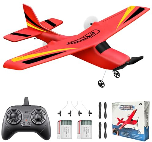 HAWK'S WORK Ferngesteuertes Flugzeug, 2 CH 2,4 GHz RC Flugzeug, RTF Cessna für Kinder und Anfänger geeignet