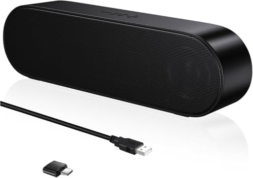 ZETIY PC Lautsprecher, USB Computer Lautsprecher mit USB-Einspeisung | PC Soundbar mit USB C Anschluss, USB Lautsprecher PC für Desktop, Laptop, Notebook, - Plug and Play （Schwarz）