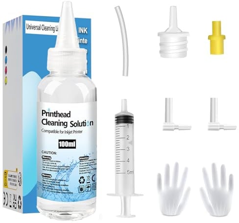 SHUOLEI Druckkopfreiniger Düsenreiniger zum Reinigen Druckkopf Reinigungsflüssigkeit für Aller Tintenstrahldrucker Epson Canon HP Lexmark Kodak Samsung Flüssigdrucker Kopfreinigungsset 100ml