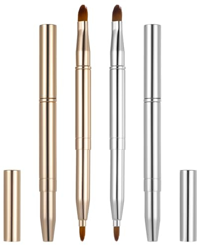 2 Stück Doppelendiger Makeup Pinsel Lippenpinsel Lippen Tragbare Einziehbare Lippenpinsel Lipstick Brush Lippenbürste Lipgloss Applikator Concealer Pinsel für Lippenstift, Lipgloss, Lidschatten