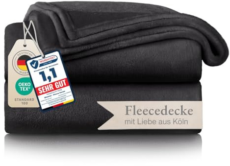 Blumtal Kuscheldecke flauschig - Oeko-TEX zertifizierte Fleecedecke 130x150 cm - Wohndecke 130x150 cm - Decke Couch als Wohn- & Kuscheldecke - Fliesdecken - Decke Wohnzimmer - Anthrazit