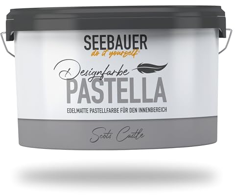 SEEBAUER diy Pastellfarbe PASTELLA Grau 2,5L (Scots Castle) Edelmatte Wandfarbe Grau - Innenfarbe sehr hohe Deckkraft - Matt, Abwaschbar und Tropffrei