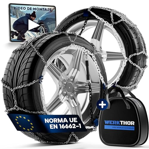 WERKTHOR 2x Schneeketten - Zugelassene Schneeketten für PKW - Optimaler Grip & Einfache Montage - Schneekette aus Metall - Für verschiedenen Reifengrößen