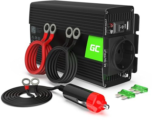 Green Cell 300W/600W 12V auf 230V Reiner Sinus Volt kfz Spannungswandler Wechselrichter Konverter Pure Sine Wave Power Solar Inverter DC AC Umwandler Stromwandler Zigarettenanzünder Steckdose
