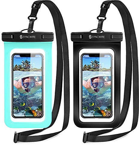 Syncwire Wasserdichte Handyhülle [7 Zoll, 2 Stück] Handy Wasserschutzhülle IPX8 Doppelt Versiegelt Unterwasser Handyhülle für iPhone 14 13 12 11 Pro XS MAX X XS 8 7 6+ Samsung Galaxy S23 Ultra usw.