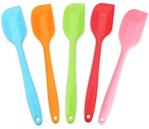 5 Stück Silikon Teigschaber, Hitzebeständig Spatel Set, Backen Kochen Silikon Küchenutensilien 21cm(Mehrfarbig 5 Stück)