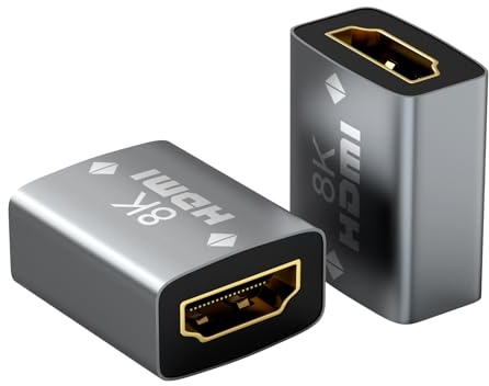 vgggrd 2 Stück HDMI Adapter Kupplung 8K, HDMI Verbinder 2.1 Buchse auf Buchse, Kompatibel mit 8K@60Hz/4K@120Hz UHD 1080p, Für PC/Laptop, DVD-Player, Projektor, LCD, LED Display(Grau)