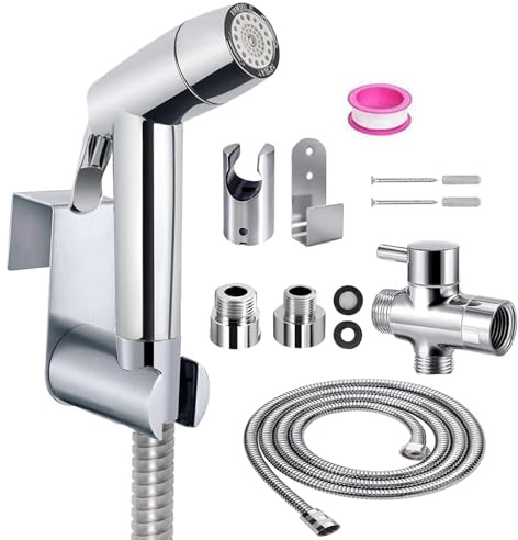 Bidet Handbrause Set, Premium ABS Bidet Handbrause mit G1/2 Ventil und eine G3/8, Bidet Sprayer für Dusche Badezimmer Hygiene Toilettenpapier Windelreinigung