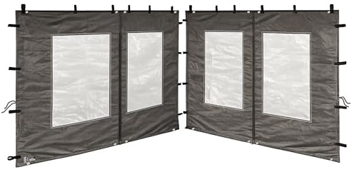 QUICK STAR 2 Seitenteile aus PE mit Fenster 300x195cm für Pavillon 3x3m Seitenwand Anthrazit RAL 7012