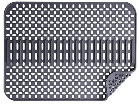 Toski Silikon Spülbeckenmatte, Spülbeckenschutz 43 x 32 cm Dunkelgrau | Spülbeckenmatte 1 Dicke cm, spülmaschinenfest, hitzebeständig und rutschfest Küchen-Abtropfuntersetzer Schutzeinlage