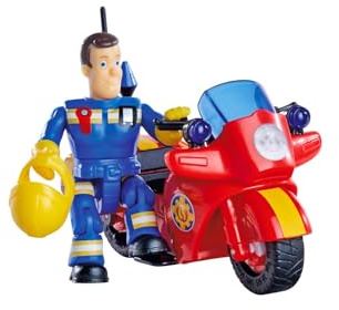 Simba Feuerwehrmann Sam Motorrad mit Figur – Einsatzfahrzeug mit beweglicher Sam Spielfigur, TV Serien Spielzeug, detailreiches Rettungsfahrzeug, Mehrfarbig, ca. 15 cm, ab 3 Jahre