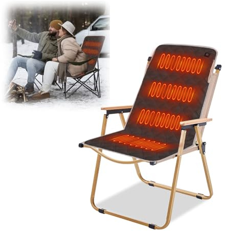 Beheiztes Sitzkissen, Heizkissen Kabellos, Elektrisch Beheizbare Heizkissen Wärmekissen, 45 x 90 cm Ultraweich für Campingstühle mit 3 Heizstufen, USB 5V Heizsitzkissen füCamping, Outdoor