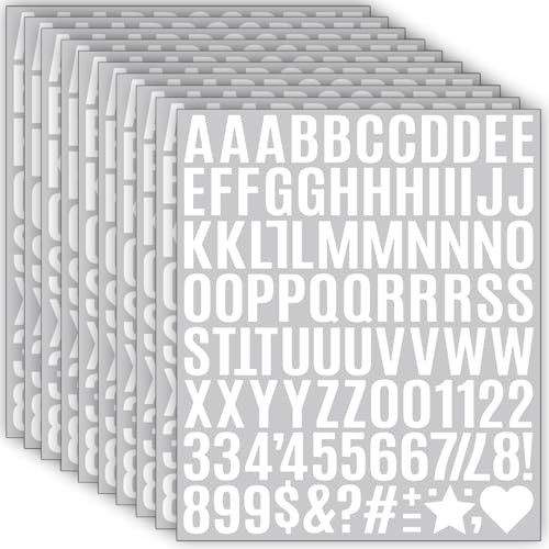 980 Stücke Selbstklebende Buchstaben Aufkleber,10 Blätter Wetterfeste Vinyl Alphabet Nummern Sticker (2.5 cm), Klebebuchstaben für DIY Scrapbooking, Postfach, Grußkartendekoration,Geschenk (Weiß)
