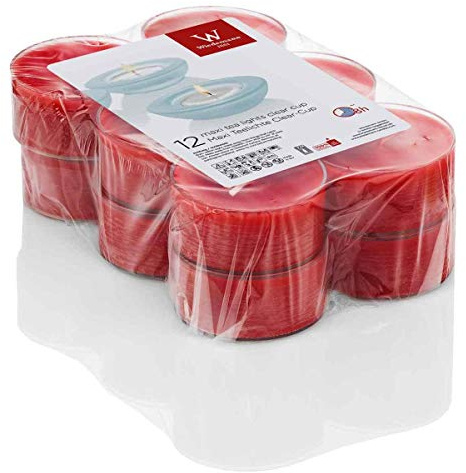 INNA-Glas 12er Set Wachskerze Kenny, rubinrot, 2,1cm, Ø 5,6cm, 8h | Maxi Teelichter