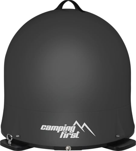 Camping First Satmex Dome – Vollautomatische Sat-Antenne (Für den mobilen Einsatz, selbstständige Ausrichtung auf Astra 19,2° Ost, robuste Kuppel, Keine Separate Stromversorgung nötig) – Anthrazit