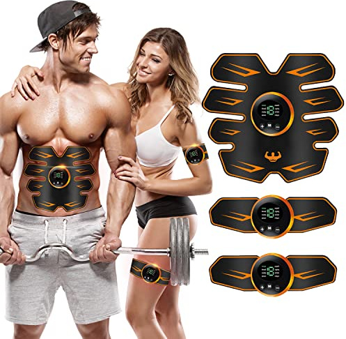 Queath Bauchmuskeltrainer Tragbarer Muskelstimulator für Bauch Arm Bein Fitness Training EMS Trainingsgerät Bauchmuskeltrainer Bauchmuskeltrainer mit 8 Modi & 18 Intensitäten