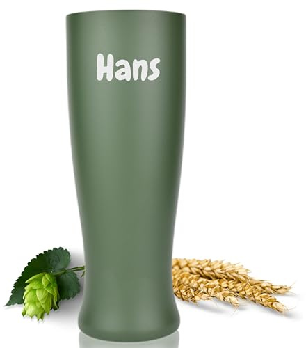 Milu® Weißbierglas mit Gravur 500ml personalisiert - Ostergeschenke für Frauen & Männer I Geschenk Ideen Papa, Mama, Freund, Freundin, Geschenkideen zum Vatertag Muttertag, Geschenke (Olivgrün)