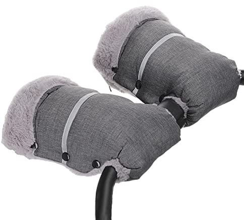AUPOWER Handmuff Universal-Handmuff für Kinderwagen, wasserdicht und winddicht, mit Fleece gefüttert, für Kinderwagen, Handschuhe, Grau
