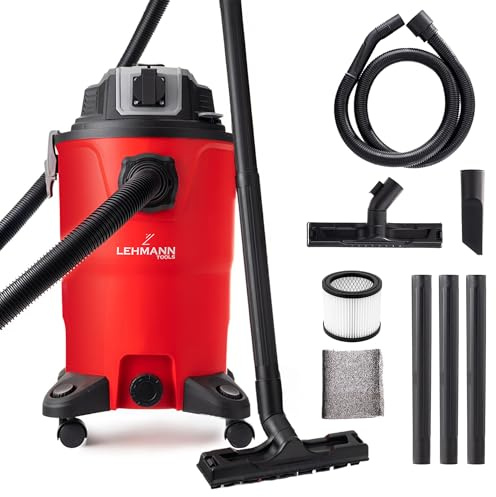 LEHMANN Industriestaubsauger mit Steckdose 2000 W, 30 L Nass Trockensauger ohne Beutel, HEPA-Filter, Schaumfilter & Filterrüttler, Blasfunktion, Werkstattsauger für Werkstatt und Baustelle, Rot