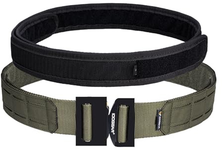 IDOGEAR Taktischer Gürtel Molle 2 Zoll Kampfgürtel mit 1,75 Zoll Innengurt Schnellverschluss Hochleistungsgürtel Lasergeschnittener (Medium for waist 86-96 cm, Ranger Green)