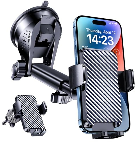 BIPOPIBO Handyhalterung Auto Universal für Lüftung, Windschutzscheibe & Armaturenbrett [360° Drehbar] mit EIN-Knopf-Release -Einhandbedienung Autohalterung für Smartphones Lautsprecher-Halterungen