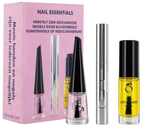 Herome 3-in-1 Maniküre Set mit Nagelhärter & Nagelöl | Gegen Brüchige Nägel und Trockene Nagelriemen, 3 Schritte Komplettpflege, Sheabutter und Vitamin E Nähren